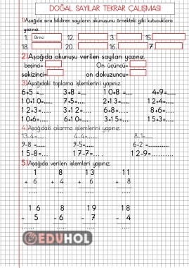 DOĞAL SAYILAR TEKRAR ÇALIŞMASI