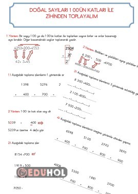 DOĞAL SAYILARI YÜZÜN KATLARI İLE ZİHİNDEN TOPLAMA