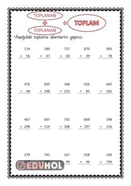 DOĞAL SAYILARLA TOPLAMA İŞLEMİ-2-