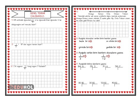 GENEL TEKRAR ÇALIŞMASI-2-DEFTER ÇALIŞMASI(BÖLME.KESİRLER)