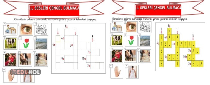 İ,L SESLERİ ÇENGEL BULMACA