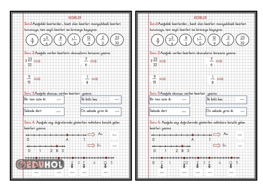 KESİRLER-4-( DEFTER ÇALIŞMASI)