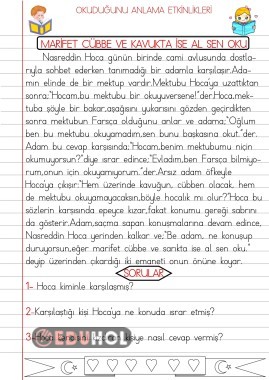 OKUDUĞUNU ANLAMA ÇALIŞMALARI 11