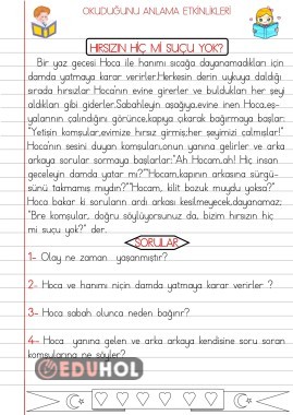 OKUDUĞUNU ANLAMA ÇALIŞMALARI 13