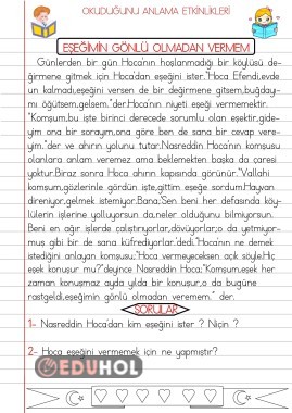 OKUDUĞUNU ANLAMA ÇALIŞMALARI 15