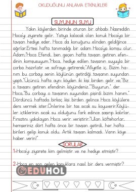 OKUDUĞUNU ANLAMA ÇALIŞMALARI 6