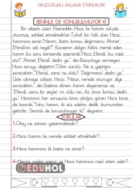 OKUDUĞUNU ANLAMA ÇALIŞMALARI 7