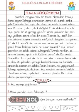 OKUDUĞUNU ANLAMA ÇALIŞMALARI 9