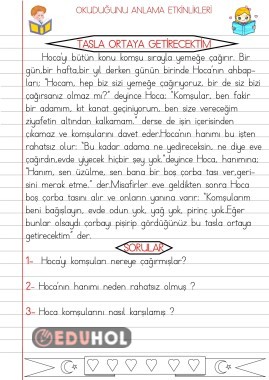 OKUDUĞUNU ANLAMA ETKİNLİKLERİ 11