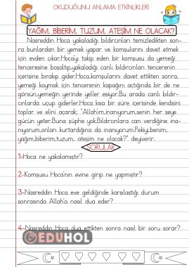 OKUDUĞUNU ANLAMA ETKİNLİKLERİ 18