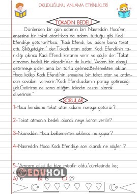 OKUDUĞUNU ANLAMA ETKİNLİKLERİ 19