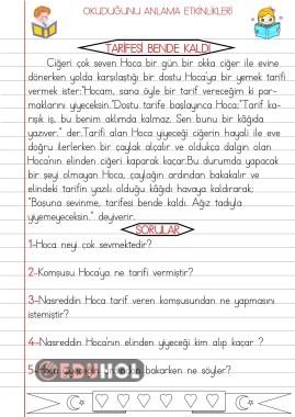 OKUDUĞUNU ANLAMA ETKİNLİKLERİ 20