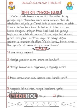 OKUDUĞUNU ANLAMA ETKİNLİKLERİ 21