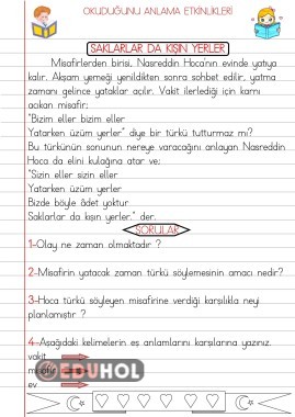 OKUDUĞUNU ANLAMA ETKİNLİKLERİ 22