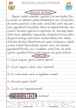 OKUDUĞUNU ANLAMA ETKİNLİKLERİ 7