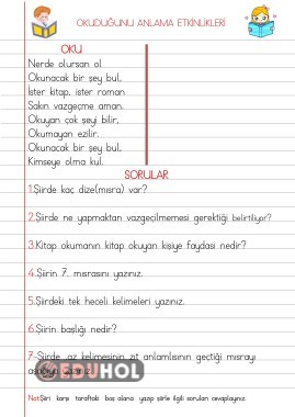 Okuduğunu Anlama Etkinlikleri(... · Eduhol - Etkinlik İndir Oyun Oyna ...