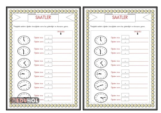 SAATLER ETKİNLİK 1(ÖĞLEDEN ÖNCE,ÖĞLEDEN SONRA Defter Çalışması)