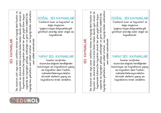 SES KAYNAKLARI(DEFTER ÇALIŞMASI)