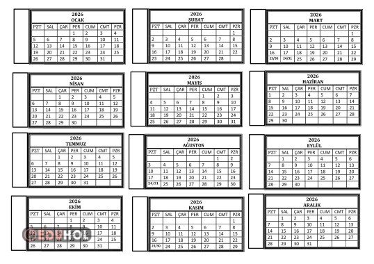 TAKVİM(2026-RENKSİZ)