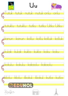 U SESİ ÇALIŞMASI 2 (HECE,KELİME)