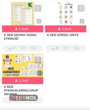 O Sesi Etkinliklerim
https://www.eduhol.com/ozlemcan/documents?c_id=1&sc_id=4281
K Sesi Etkinliklerim 
https://www.eduhol.com/ozlemcan/documents?c_id=1&sc_id=4282