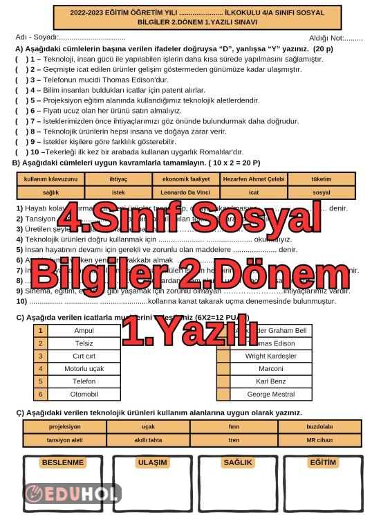 4.Sınıf Sosyal Bilgiler 2.Döne... | Eduhol - Ders Videoları İzle Online ...