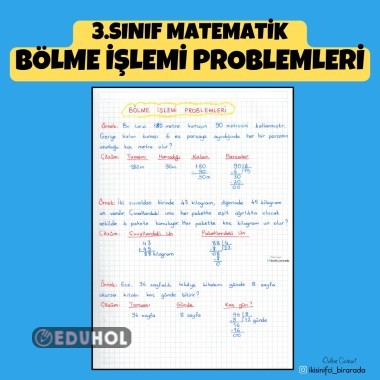 3.SINIF BÖLME İŞLEMİ PROBLEMLERİ DEFTER NOTU