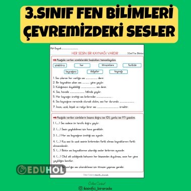 3.SINIF FEN HER SESİN BİR KAYNAĞI VARDIR ETKİNLİĞİ