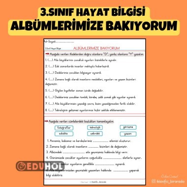 3.SINIF HAYAT BİLGİSİ ALBÜMLERİMİZE BAKIYORUM