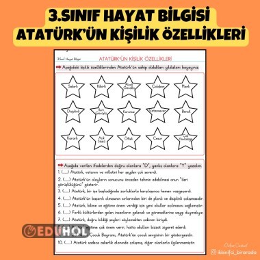 3.SINIF HAYAT BİLGİSİ  ATATÜRK’ÜN KİŞİLİK ÖZELLİKLERİ ETKİNLİK