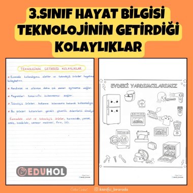 3.SINIF HAYAT BİLGİSİ  TEKNOLOJİNİN GETİRDİĞİ KOLAYLIKLAR DEFTER NOTU