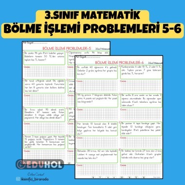 3.SINIF MATEMATİK BÖLME İŞLEMİ PROBLEMLERİ 5-6