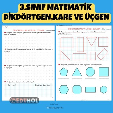 3.SINIF MATEMATİK  DİKDÖRTGEN,KARE VE ÜÇGEN ETKİNLİKLERİ