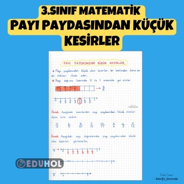 3.SINIF MATEMATİK PAYI PAYDASINDAN KÜÇÜK KESİRLER DEFTER NOTU