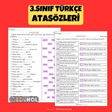 3.SINIF TÜRKÇE ATASÖZLERİ ETKİNLİKLERİ
