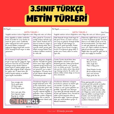 3.SINIF TÜRKÇE METİN TÜRLERİ ETKİNLİK