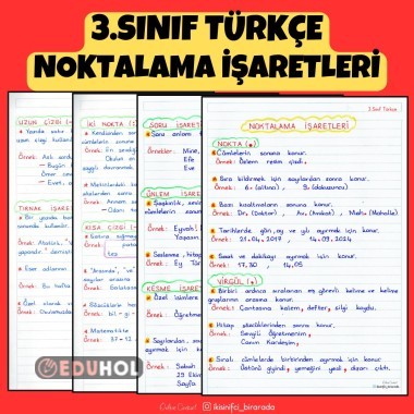 3.SINIF TÜRKÇE NOKTALAMA İŞARETLERİ DEFTER NOTLARI