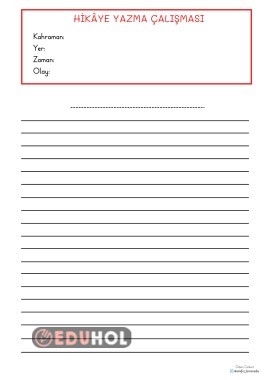 HİKÂYE YAZMA ŞABLONU BOŞ