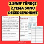 3.SINIF 2.ÜNİTE SONU TÜRKÇE DEĞERLENDİRME ÇALIŞMALARI