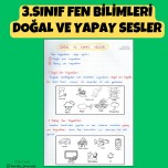 3.SINIF FEN BİLİMLERİ DOĞAL VE YAPAY SESLER DEFTER NOTU
