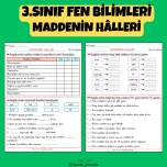 3.SINIF FEN BİLİMLERİ MADDENİN HÂLLERİ ETKİNLİKLERİ