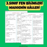 3.SINIF FEN BİLİMLERİ MADDENİN HÂLLERİ TEST
