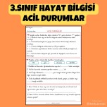 3.SINIF HAYAT BİLGİSİ  ACİL DURUMLAR ETKİNLİK