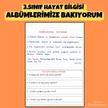 3.SINIF HAYAT BİLGİSİ ALBÜMLERİMİZE BAKIYORUM DEFTER NOTU