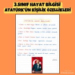 3.SINIF HAYAT BİLGİSİ ATATÜRK’ÜN KİŞİLİK ÖZELLİKLERİ DEFTER ÖZETİ