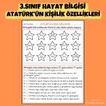3.SINIF HAYAT BİLGİSİ  ATATÜRK’ÜN KİŞİLİK ÖZELLİKLERİ ETKİNLİK