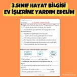 3.SINIF HAYAT BİLGİSİ  EV İŞLERİNE YARDIM EDELİM ETKİNLİĞİ