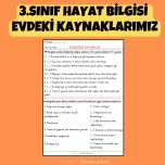 3.SINIF HAYAT BİLGİSİ EVİMİZDEKİ KAYNAKLAR ETKİNLİK
