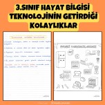 3.SINIF HAYAT BİLGİSİ  TEKNOLOJİNİN GETİRDİĞİ KOLAYLIKLAR DEFTER NOTU