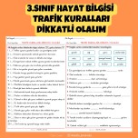 3.SINIF HAYAT BİLGİSİ  TRAFİK KURALLARI DİKKATLİ OLALIM ETKİNLİKLERİ